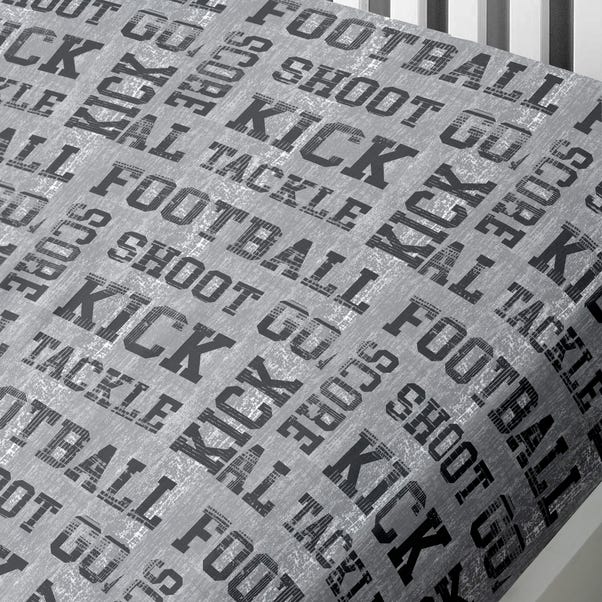 Football Grey Single Fitted Sheet image 1 of 2
