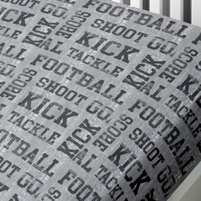 Football Grey Single Fitted Sheet