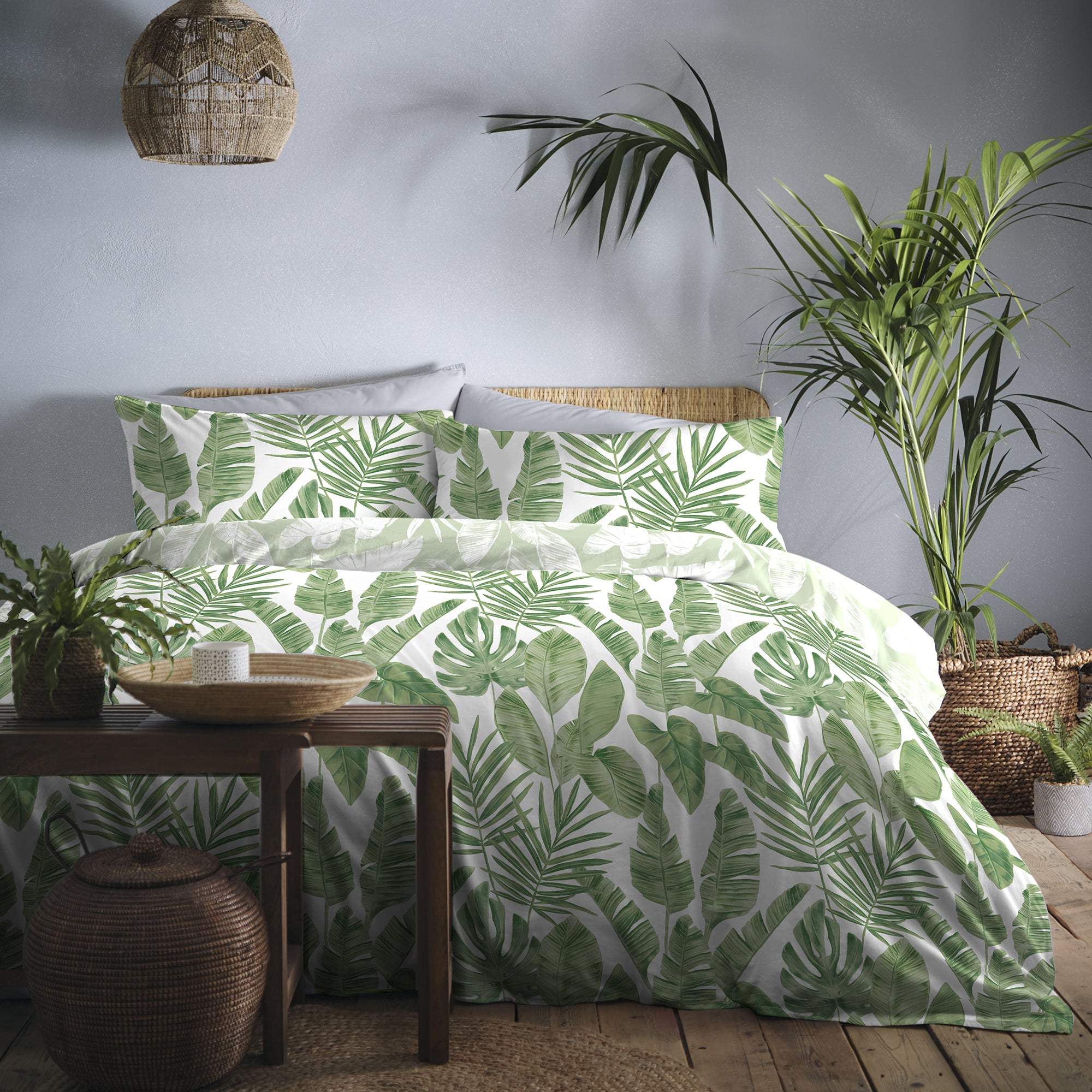 Tahiti Green Duvet Cover And Pillowcase Set Green