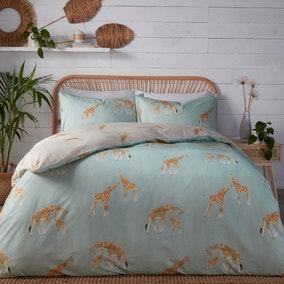 Milo Giraffe Duck Egg Blue Duvet Cover and Pillowcase Set