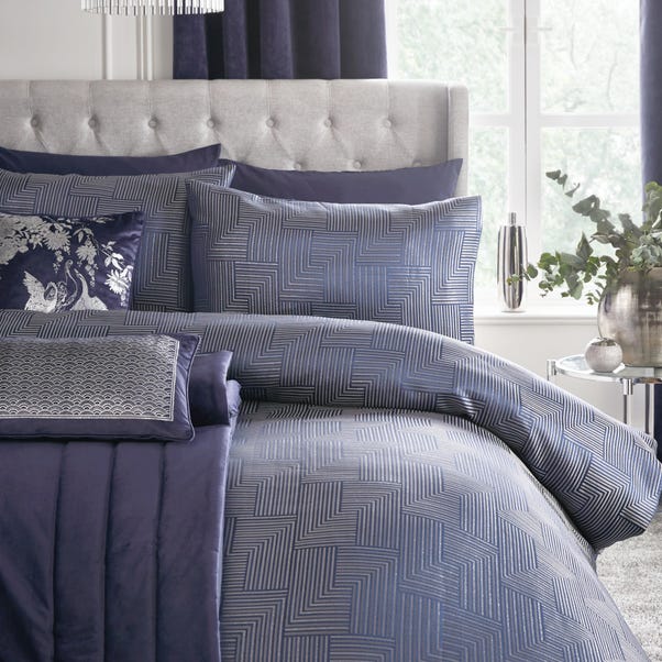 Laurence Llewelyn-Bowen Palladio Navy Geometric Duvet Cover and Pillowcase Set image 1 of 4