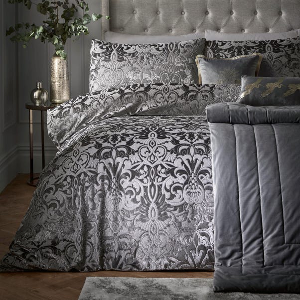Laurence Llewelyn-Bowen Firenza Duvet Cover and Pillowcase Set Slate Grey image 1 of 4