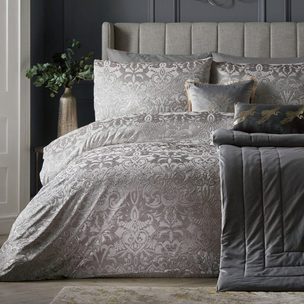Laurence Llewelyn-Bowen Firenza Duvet Cover and Pillowcase Set Silver image 1 of 4