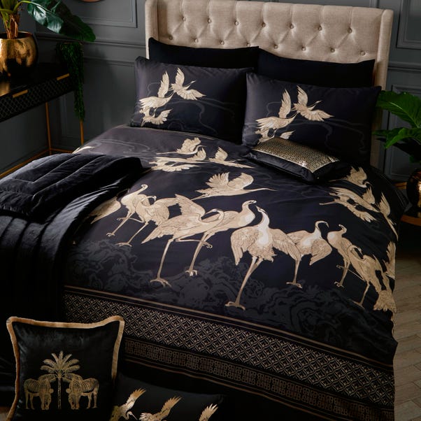 Laurence Llewelyn-Bowen Kireina Black and Gold Cotton Duvet Cover and Pillowcase Set image 1 of 4