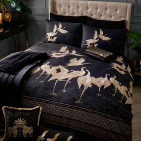 Laurence Llewelyn-Bowen Kireina Black and Gold Cotton Duvet Cover and Pillowcase Set