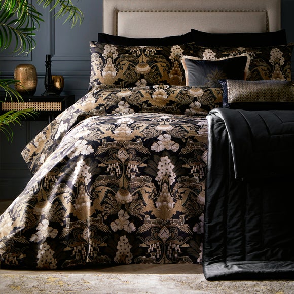 Laurence Llewelyn Bowen Suburban Jungle Duvet Cover And Pillowcase Set Black