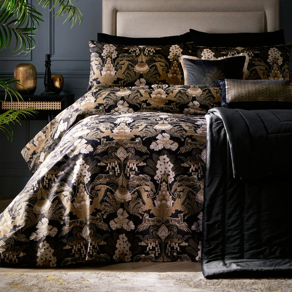 Laurence Llewelyn-Bowen Suburban Jungle Duvet Cover and Pillowcase Set Black image 1 of 4