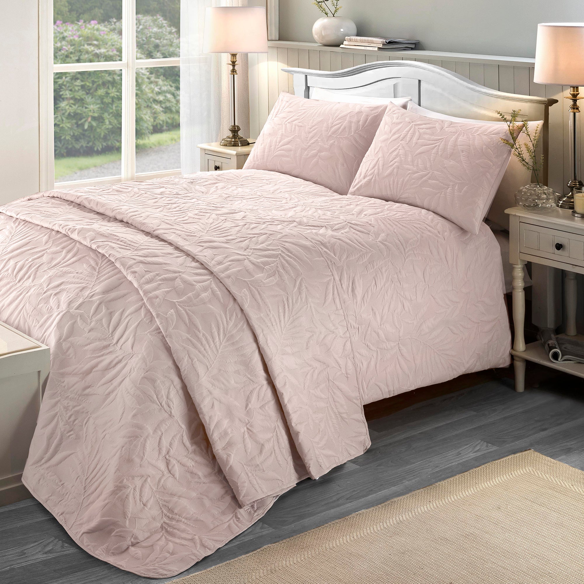 Luana 3d Floral Duvet Cover And Pillowcase Set Blush Pink Pink