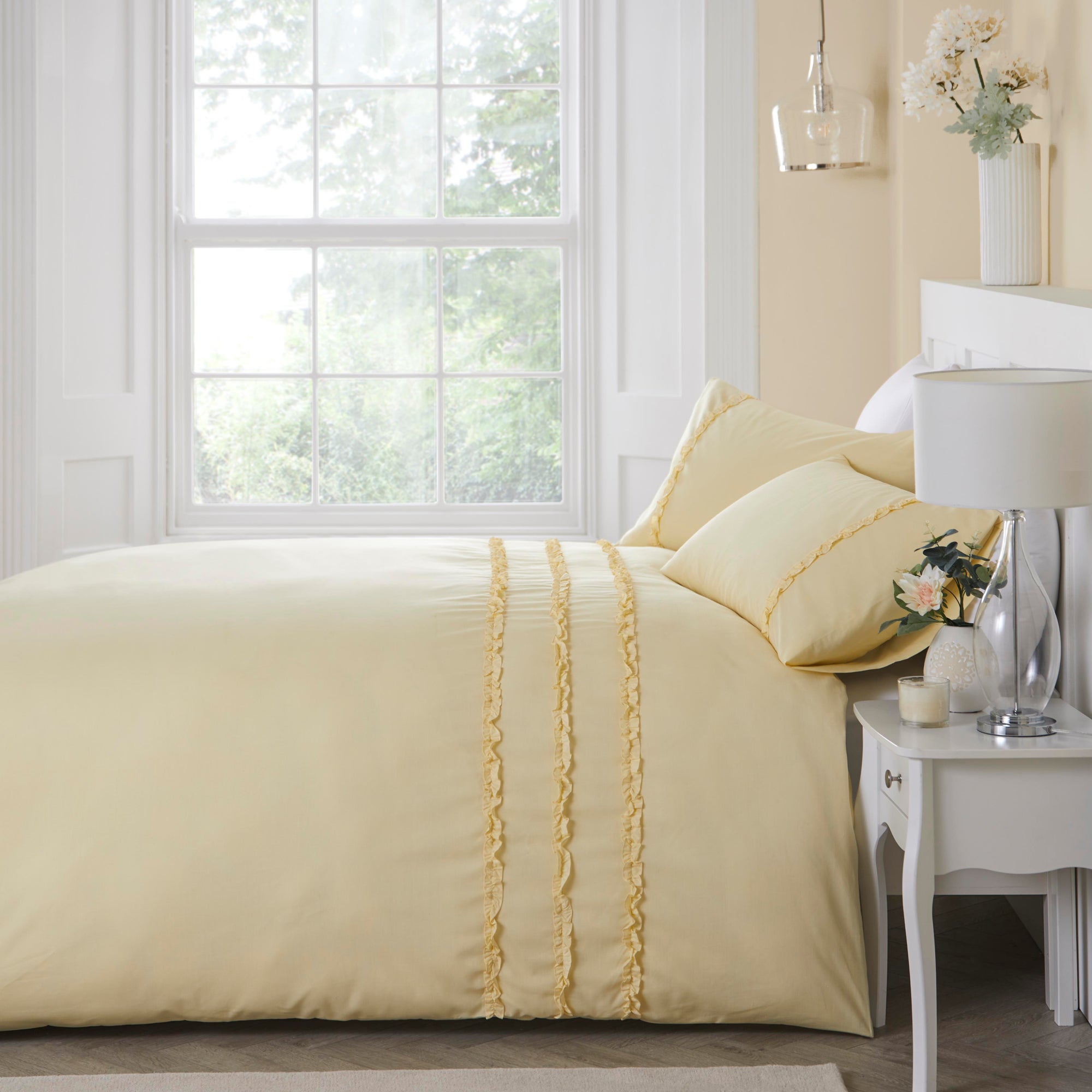 Felicia Frill Duvet Cover And Pillowcase Set Yellow Yellow