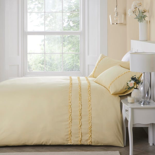 Felicia Frill Duvet Cover and Pillowcase Set Yellow image 1 of 4