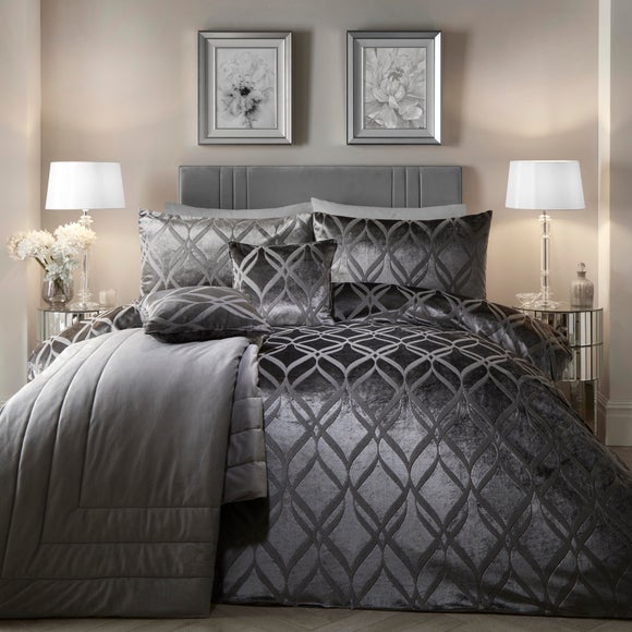 Belfort Duvet Cover And Pillowcase Set Slate Grey Dunelm   30858523 