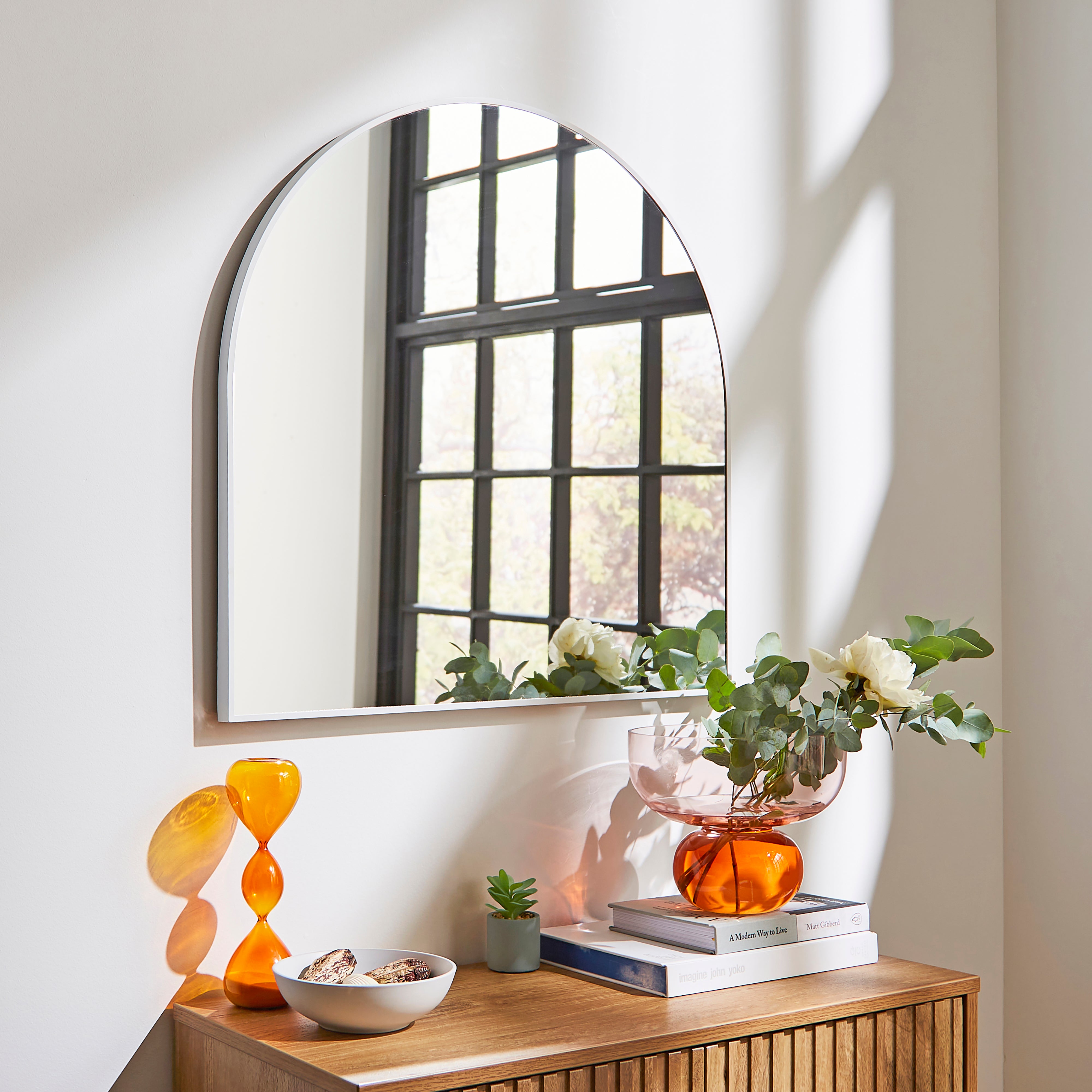 Essentials Arched Overmantel Wall Mirror White