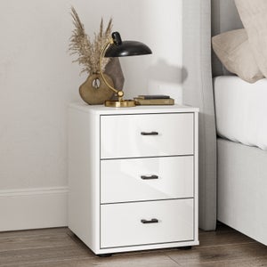 Wiemann Kahla Glass Fronted 3 Drawer Bedside Table