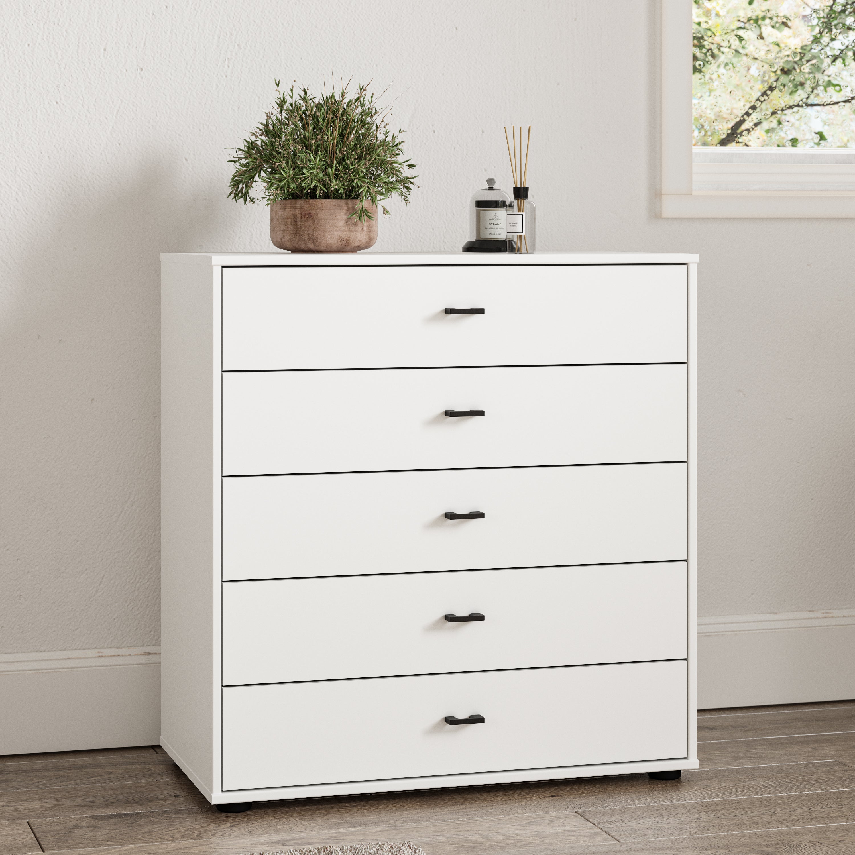 Kahla Matt Large 5 Drawer Chest White