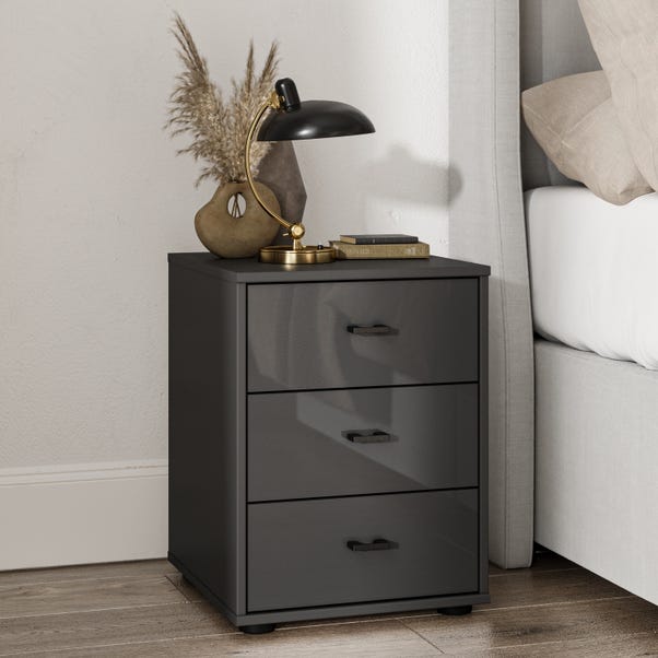 Wiemann Kahla Glass Fronted 3 Drawer Bedside Table image 1 of 3