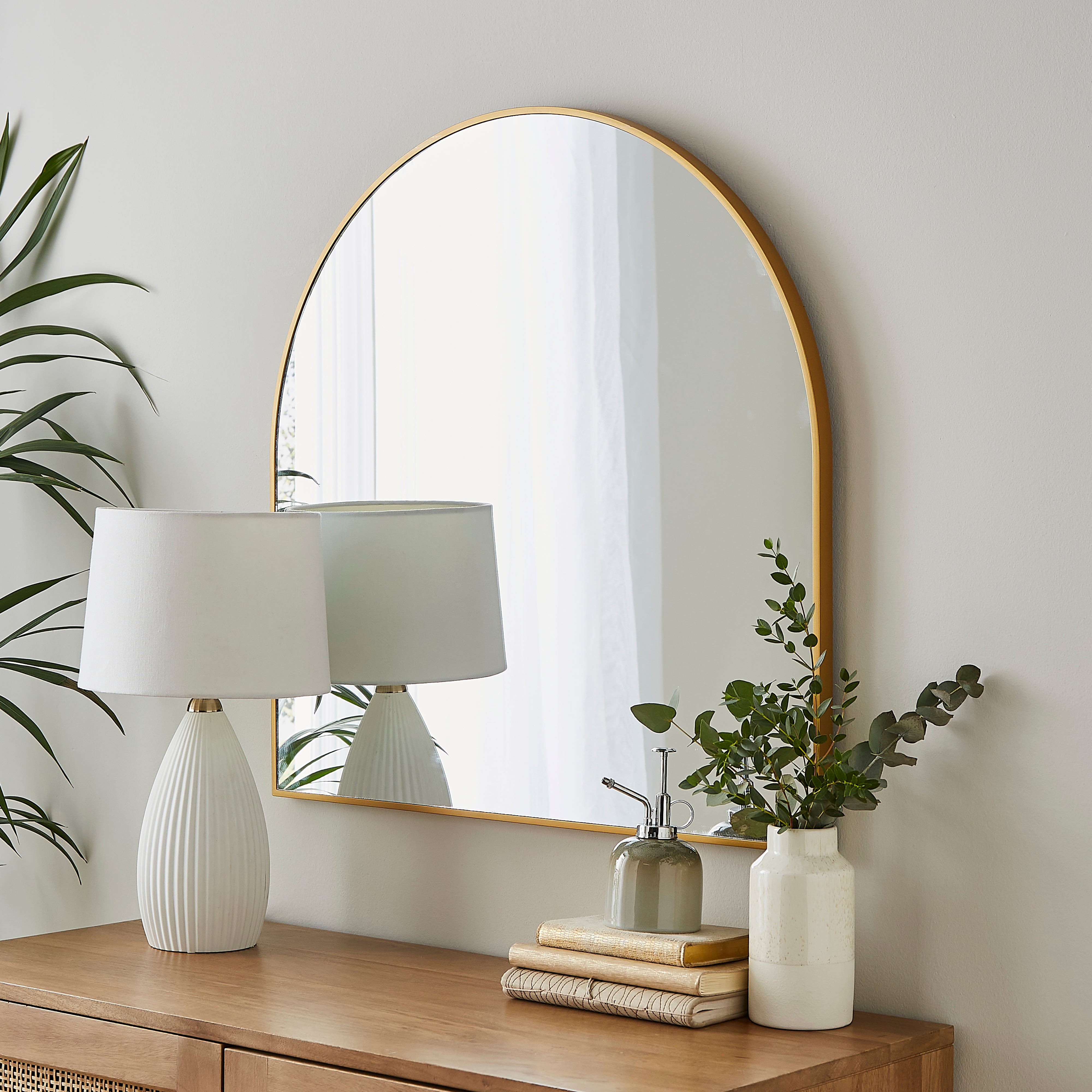 Essentials Arched Overmantel Wall Mirror Gold