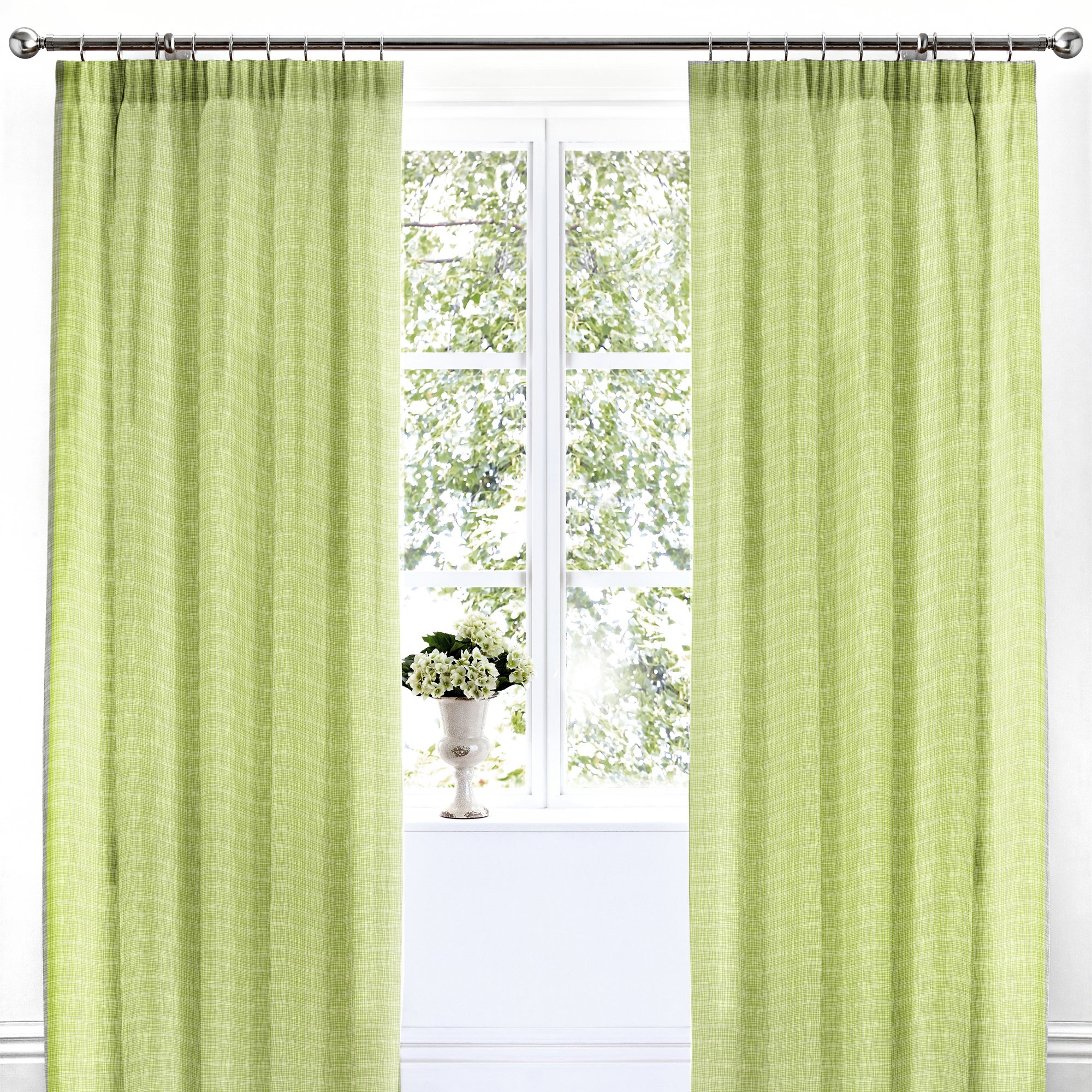 Botanique Green Pencil Pleat Curtain 66cm X 72cm Green