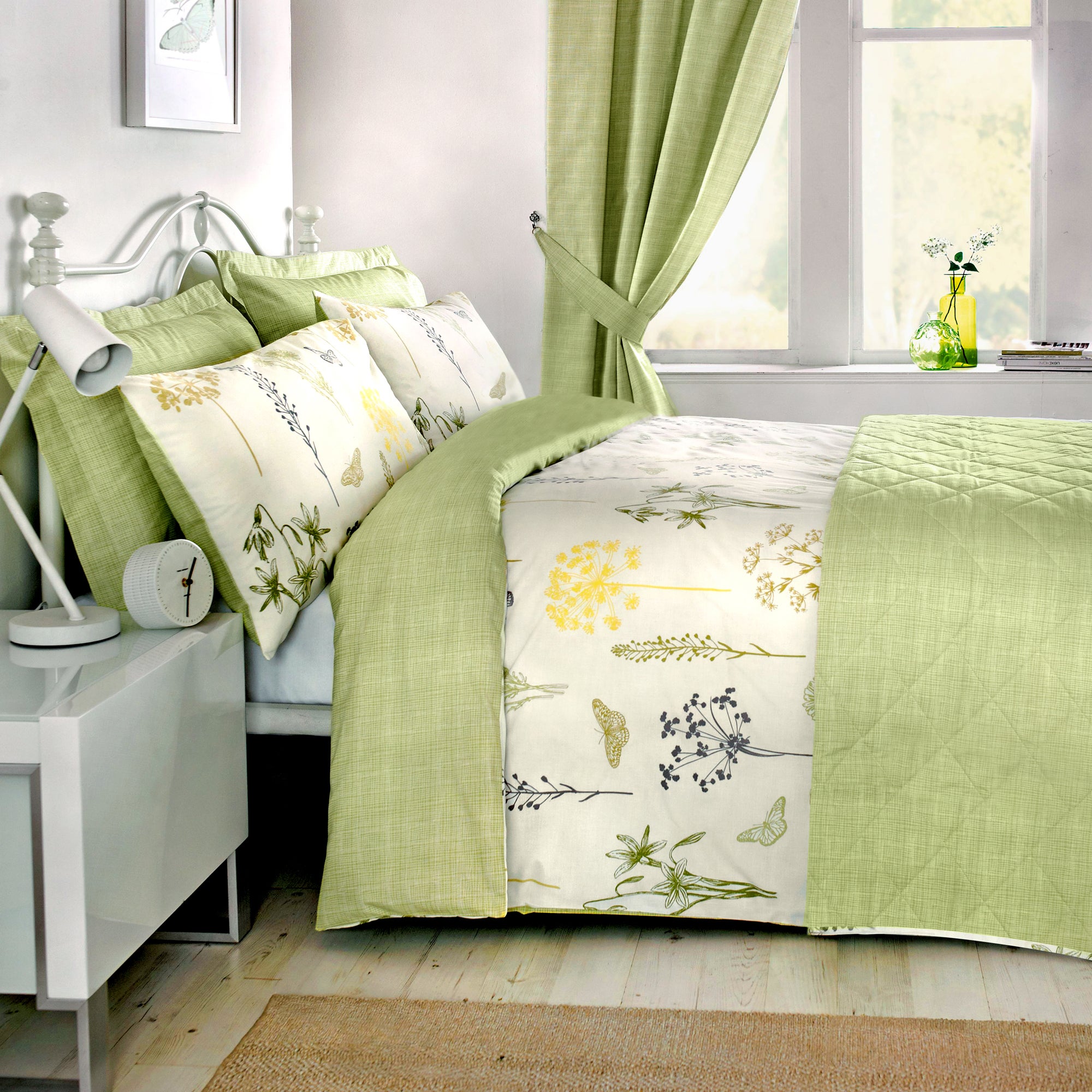 Botanique Green Duvet Cover And Pillowcase Set Green