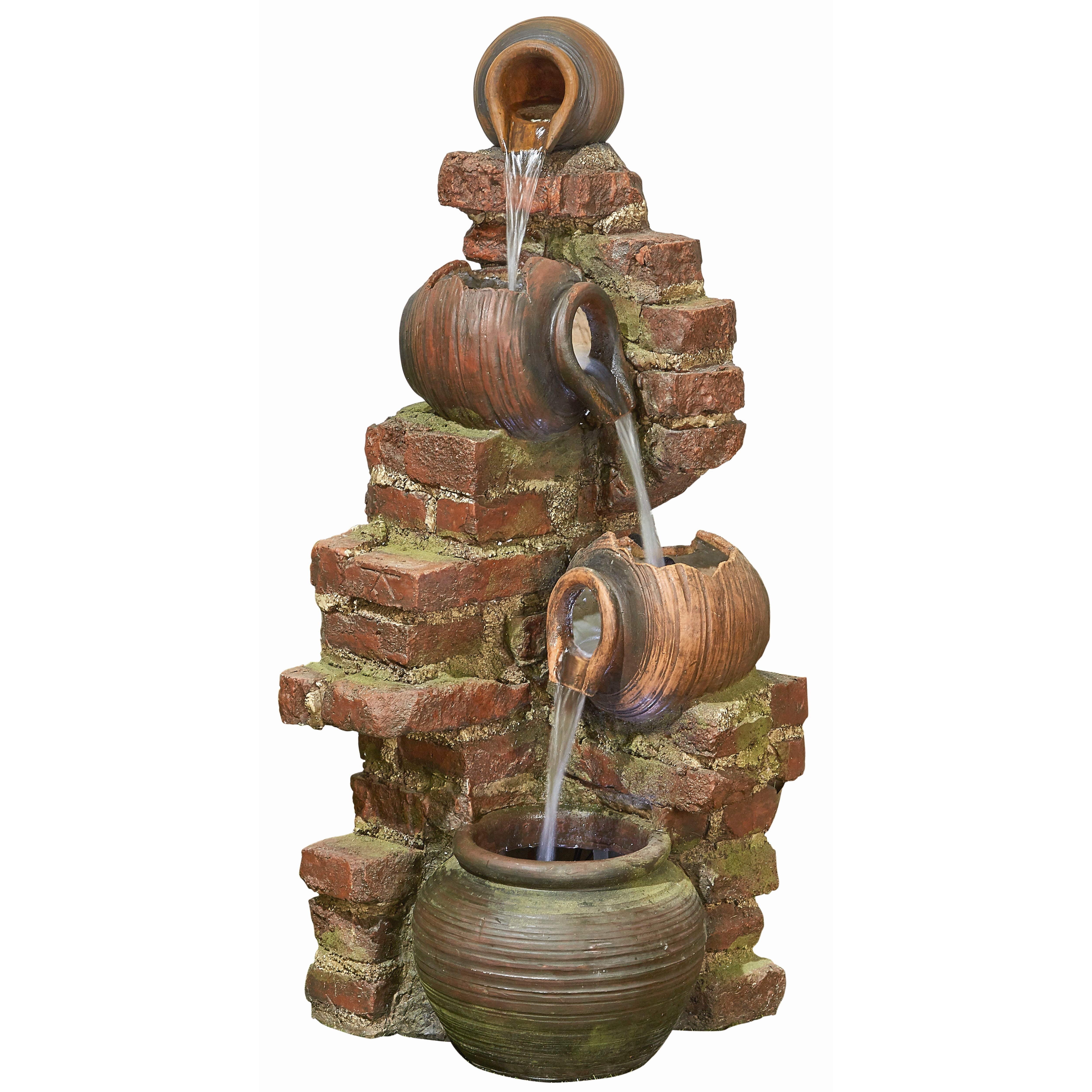 Easy Fountain Flowing Jugs Water Fountain With Leds Brown