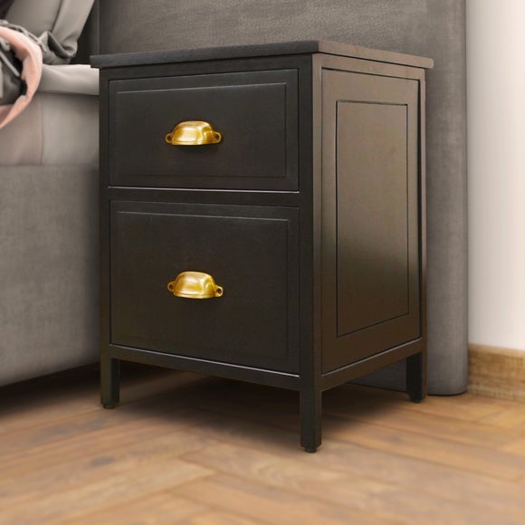 Black wood store bedside table