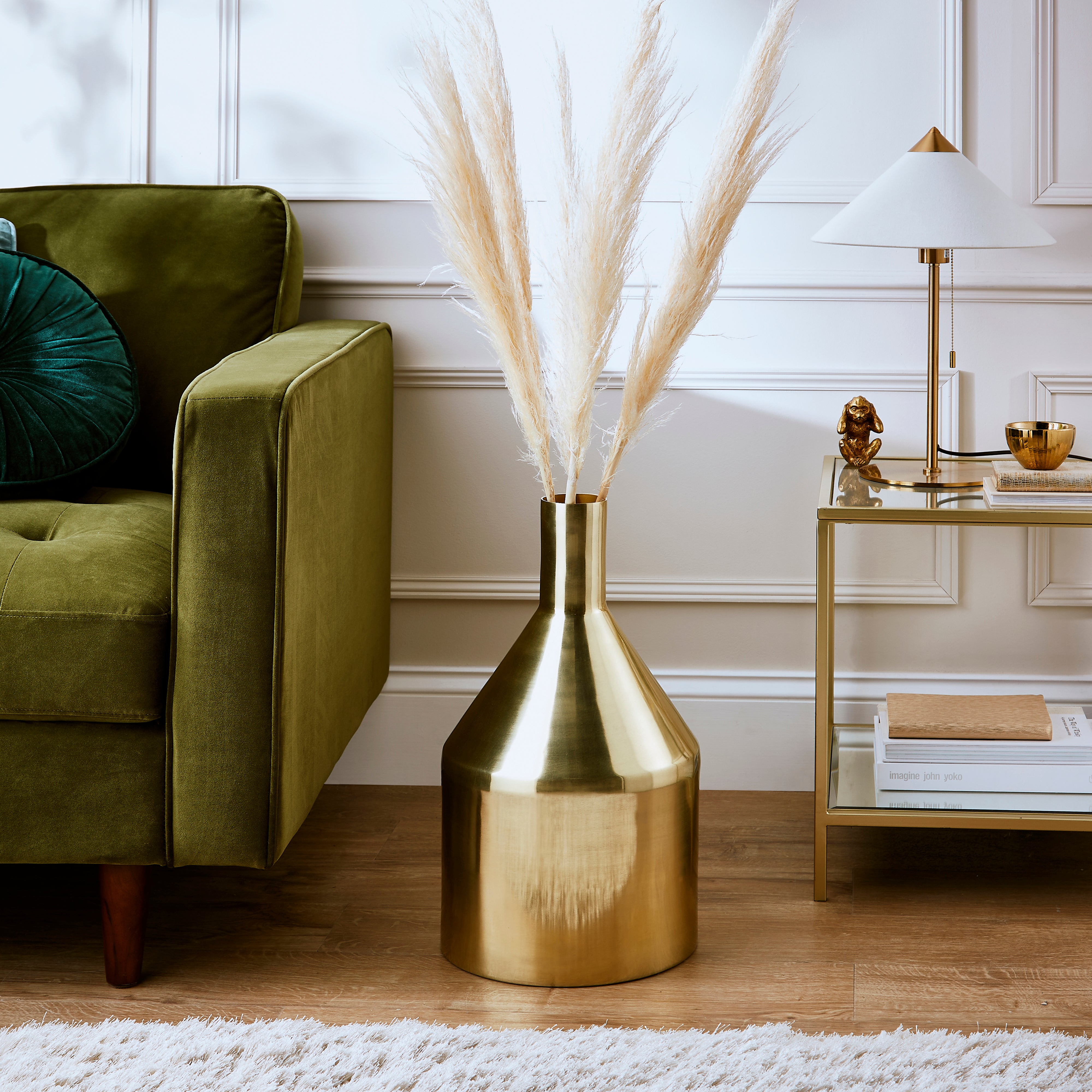 Wide Metallic Floor Vase Gold