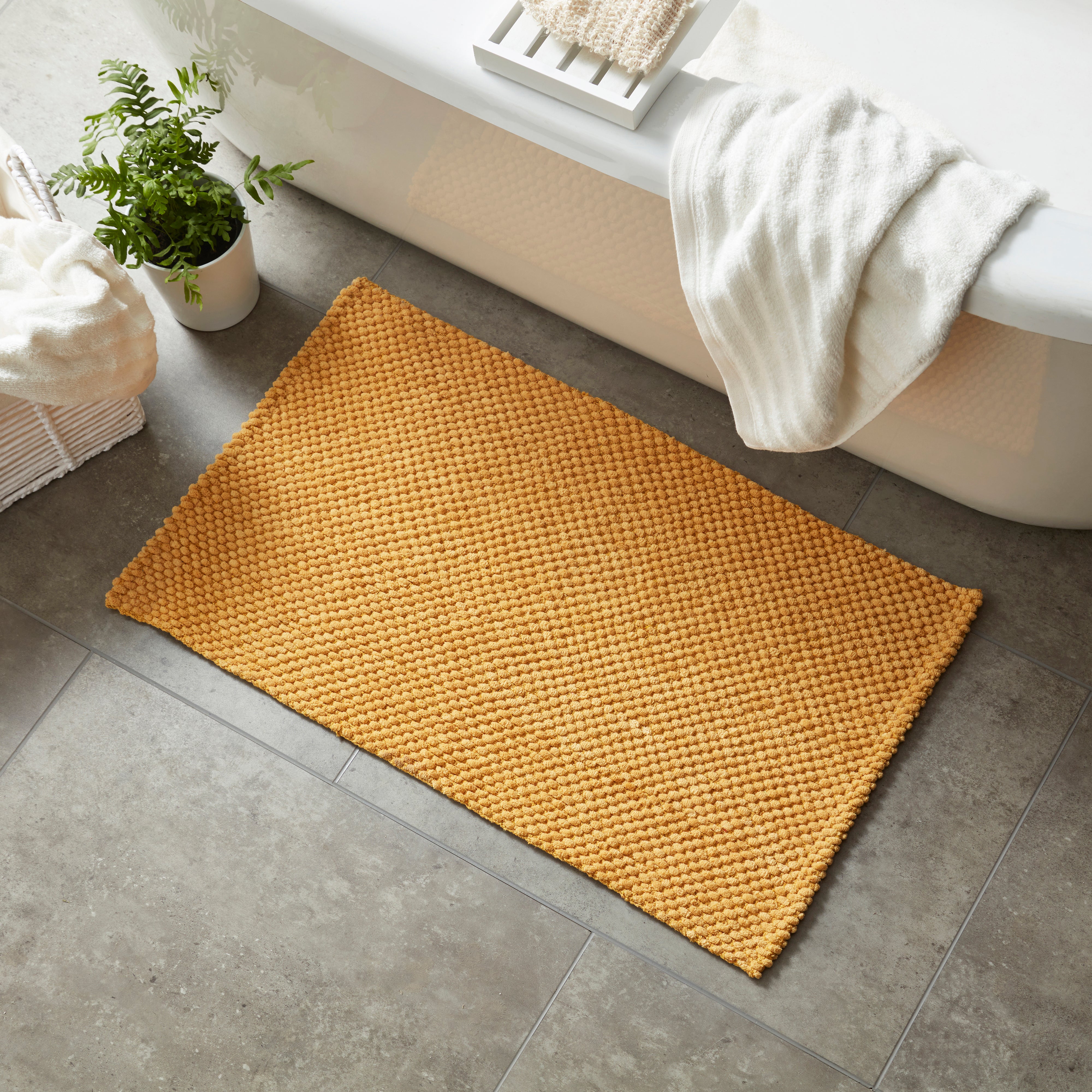 Buy Ochre Yellow Bobble X-Large Bath Mat from Next USA