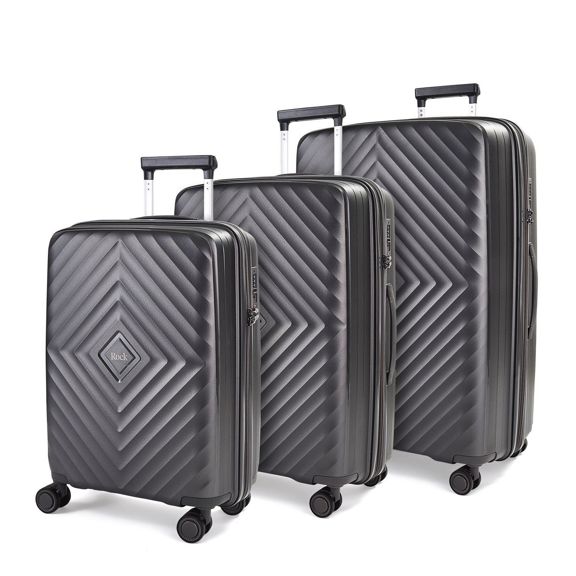 Rock Luggage Infinity Set of 3 Suitcases Charcoal