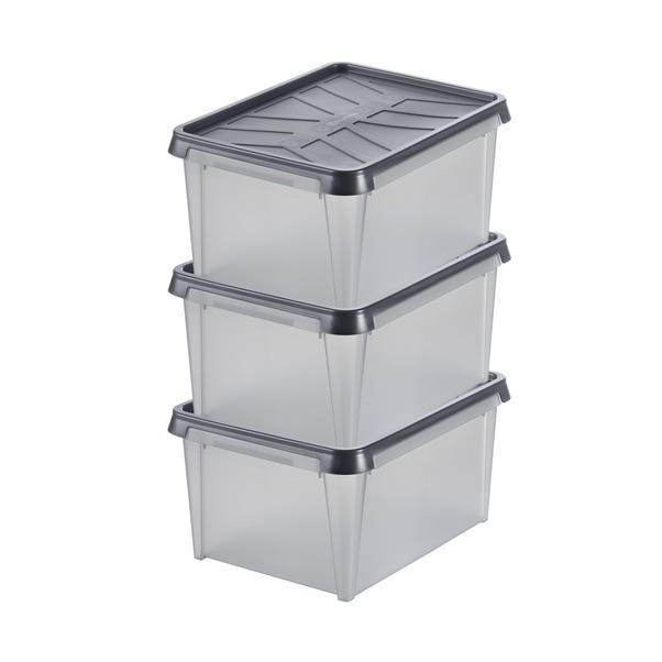 SmartStore Dry 33L Set of 3 Boxes, Grey image 1 of 5