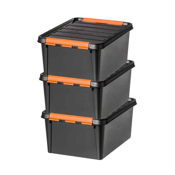 SmartStore Pro 14L Set of 3 Boxes, Black & Orange image 1 of 7