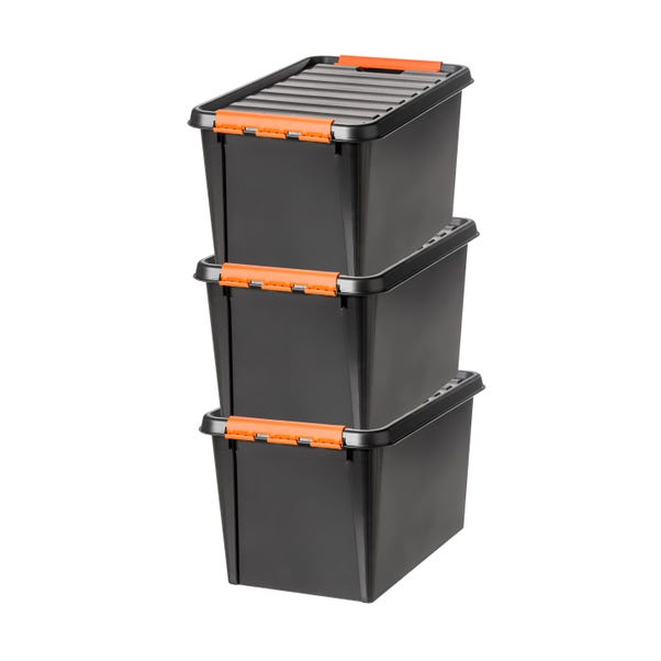 SmartStore Pro 50L Set of 3 Boxes, Black & Orange image 1 of 7