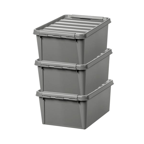 SmartStore Recycled 14L Set of 3 Boxes, Grey image 1 of 5