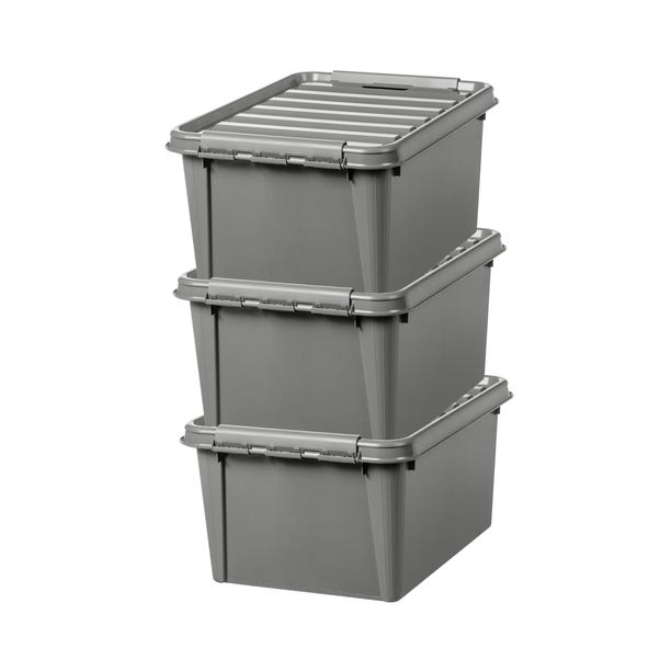 SmartStore Recycled 32L Set of 3 Boxes, Grey image 1 of 5