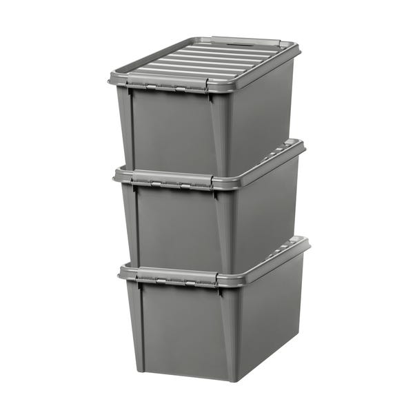SmartStore Recycled 47L Set of 3 Boxes, Grey image 1 of 3