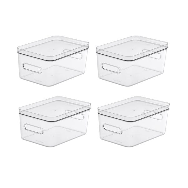 Compact Storage Tub Medium with lids 5.3L Set of 4, Clear image 1 of 7