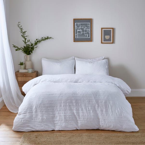 Imogen Textured White Duvet Cover & Pillowcase Set image 1 of 4