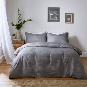 Imogen Textured Grey Duvet Cover & Pillowcase Set