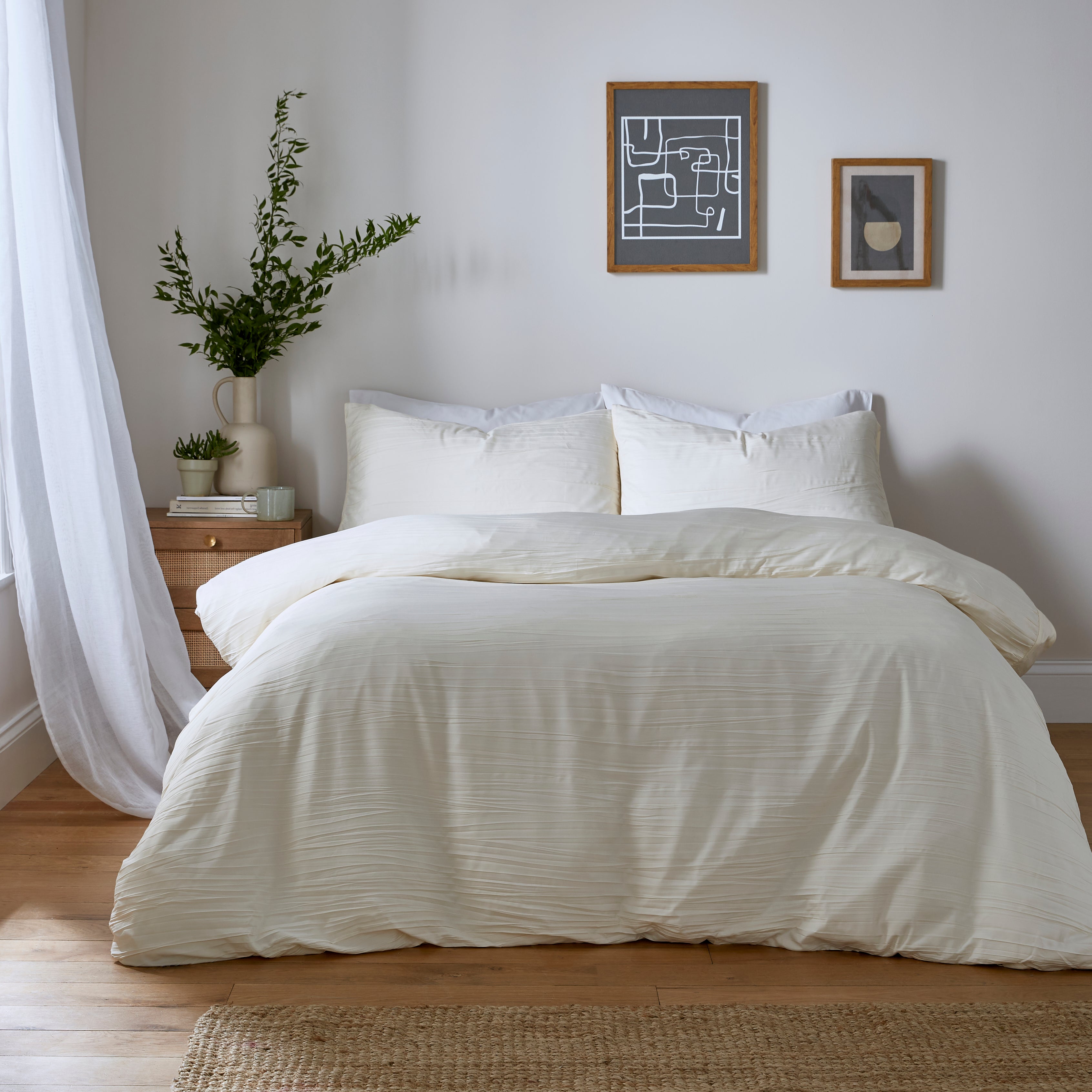 Imogen Textured Cream Duvet Cover Pillowcase Set Cream