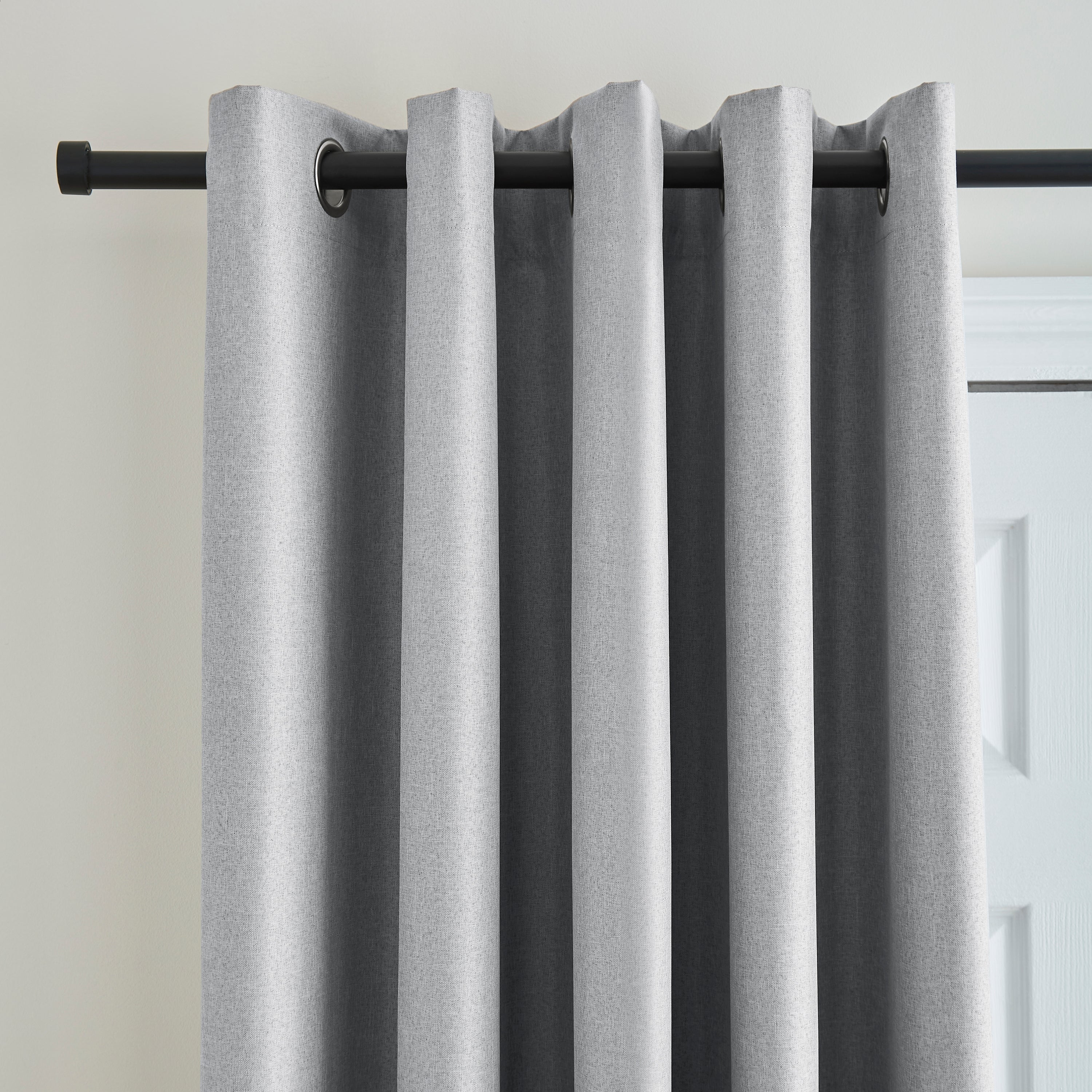 Berlin Grey Thermal Blackout Eyelet Door Curtain Light Grey