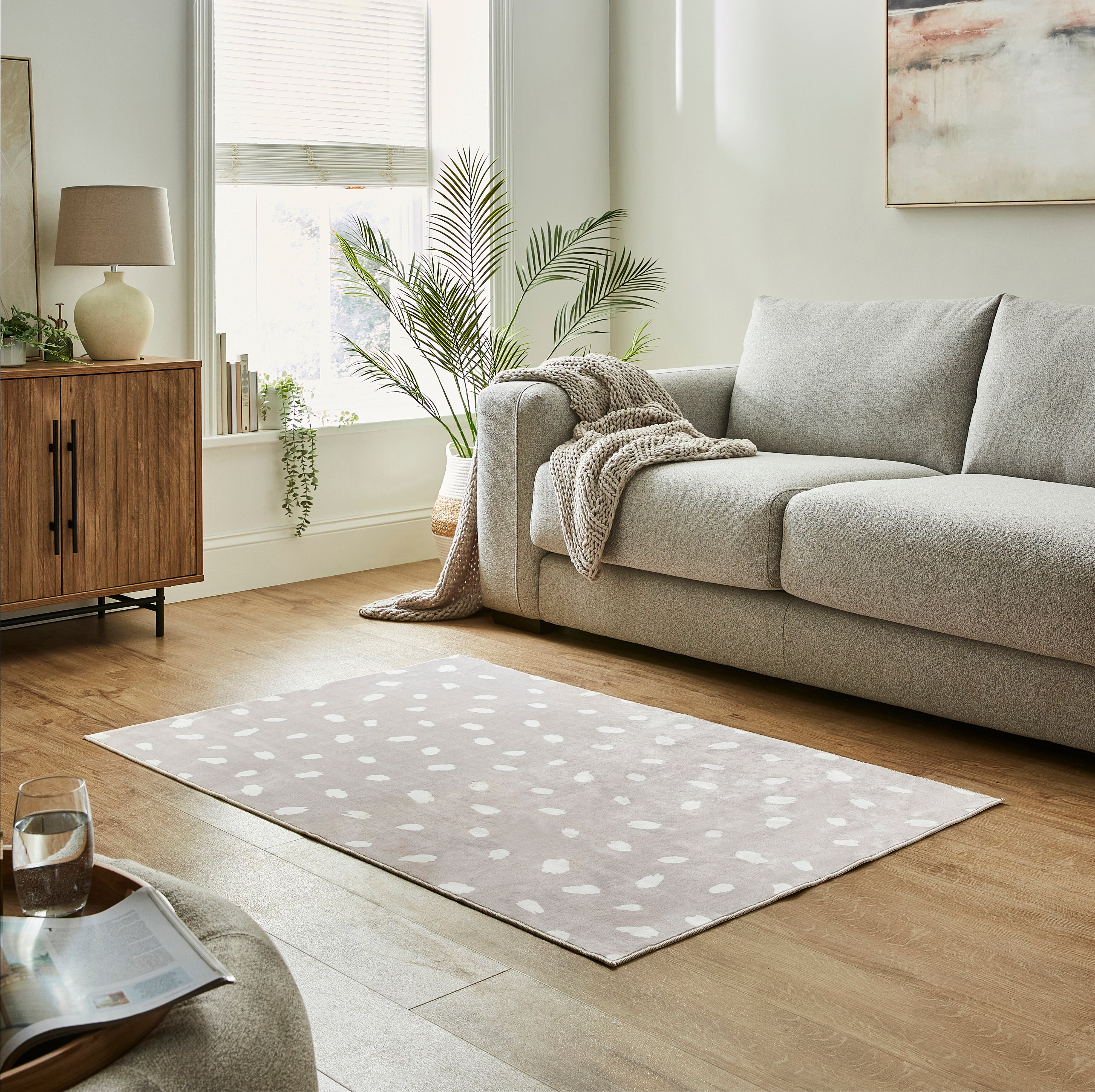 Dash Printed Washable Rug Natural