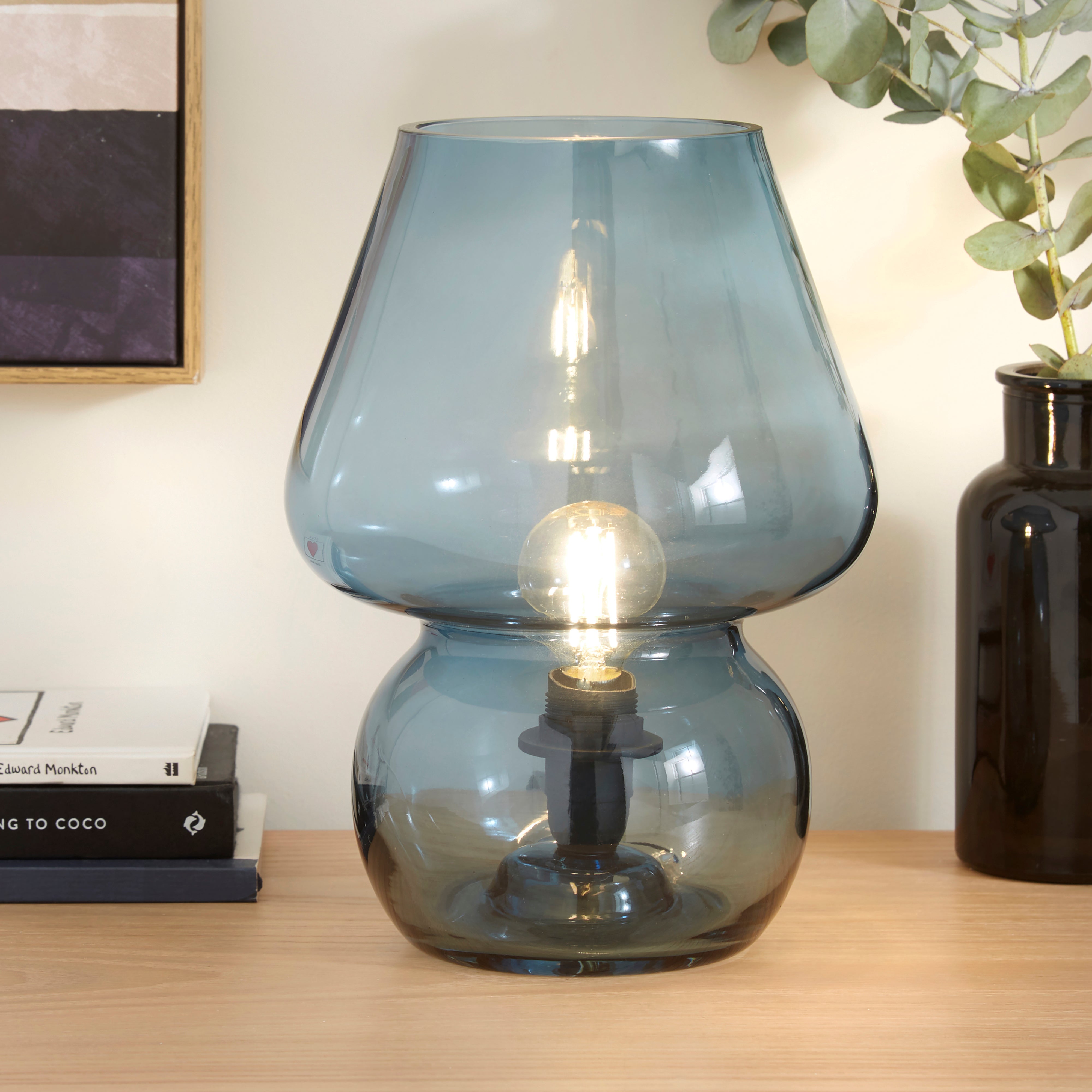 Evy Glass Table Lamp Blue