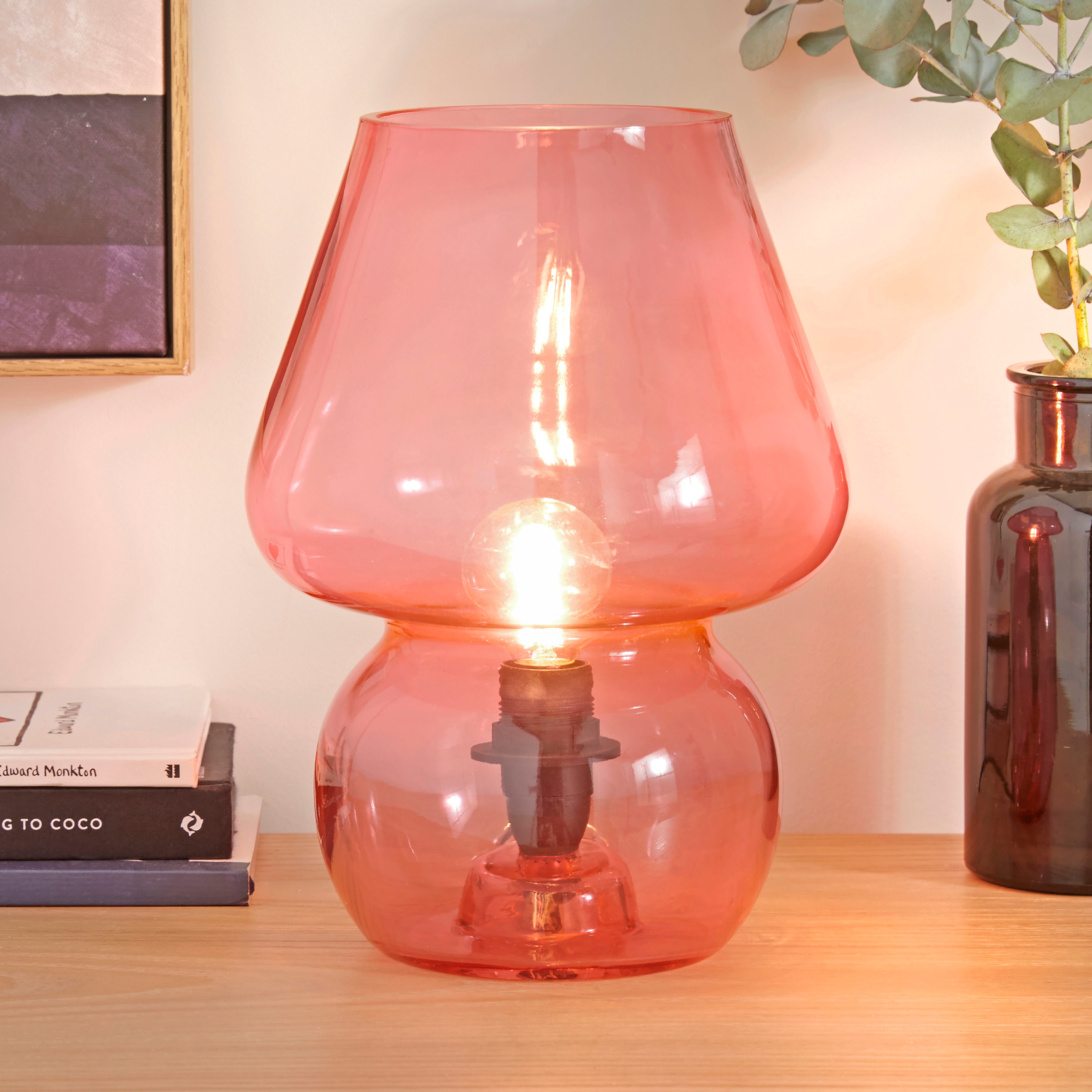 Evy Glass Table Lamp Pink
