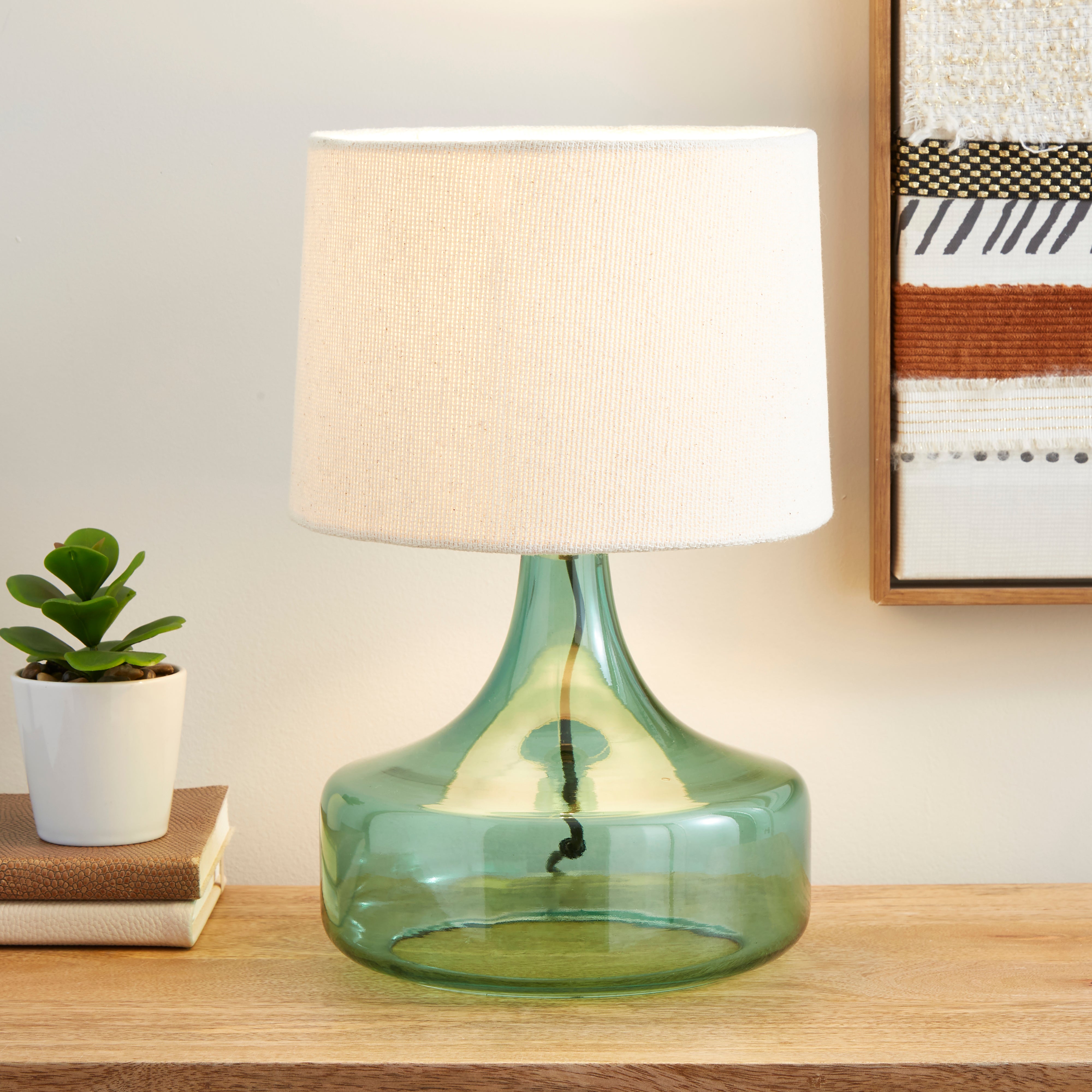 Kunal Glass Table Lamp Green