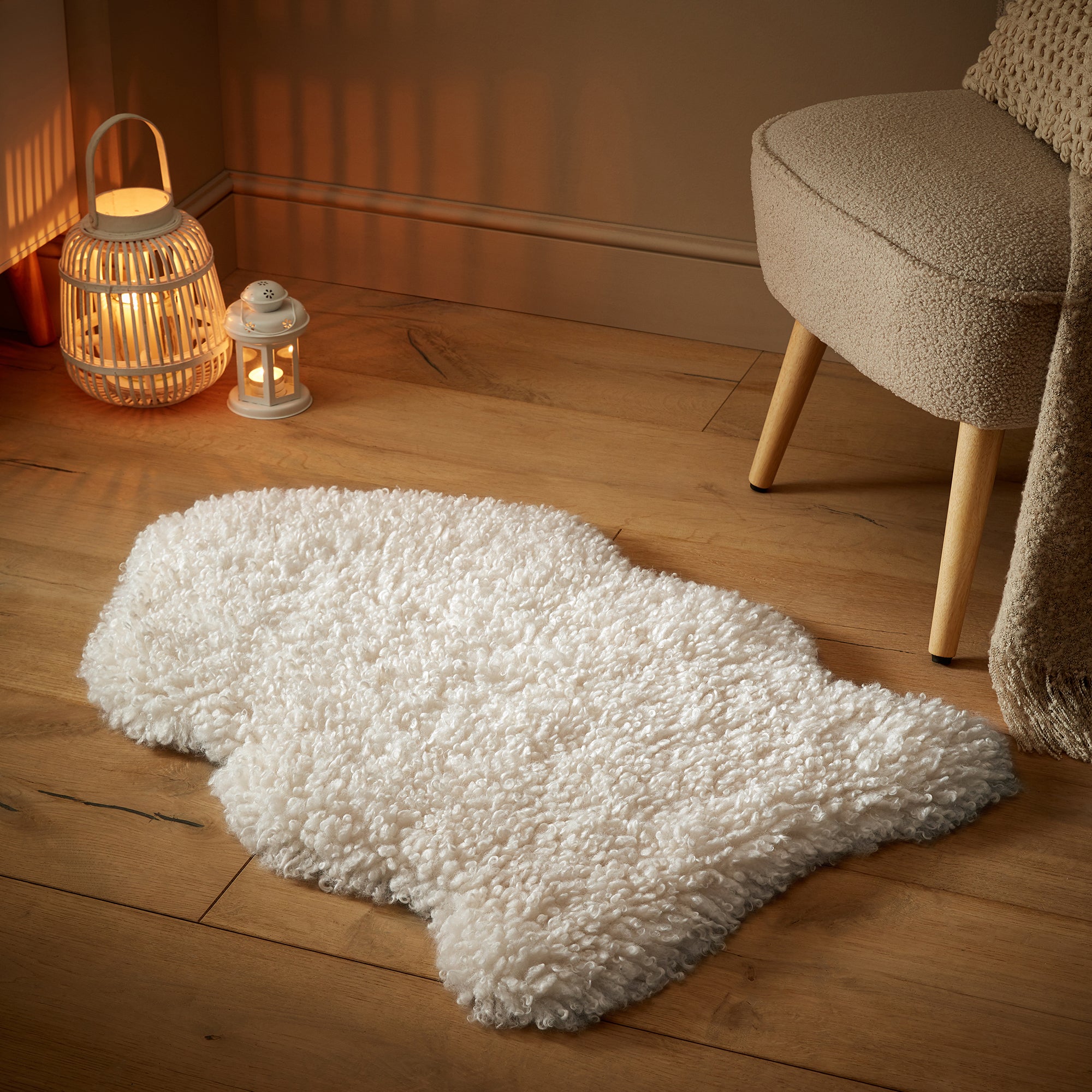 Curly Faux Fur Rug Cream