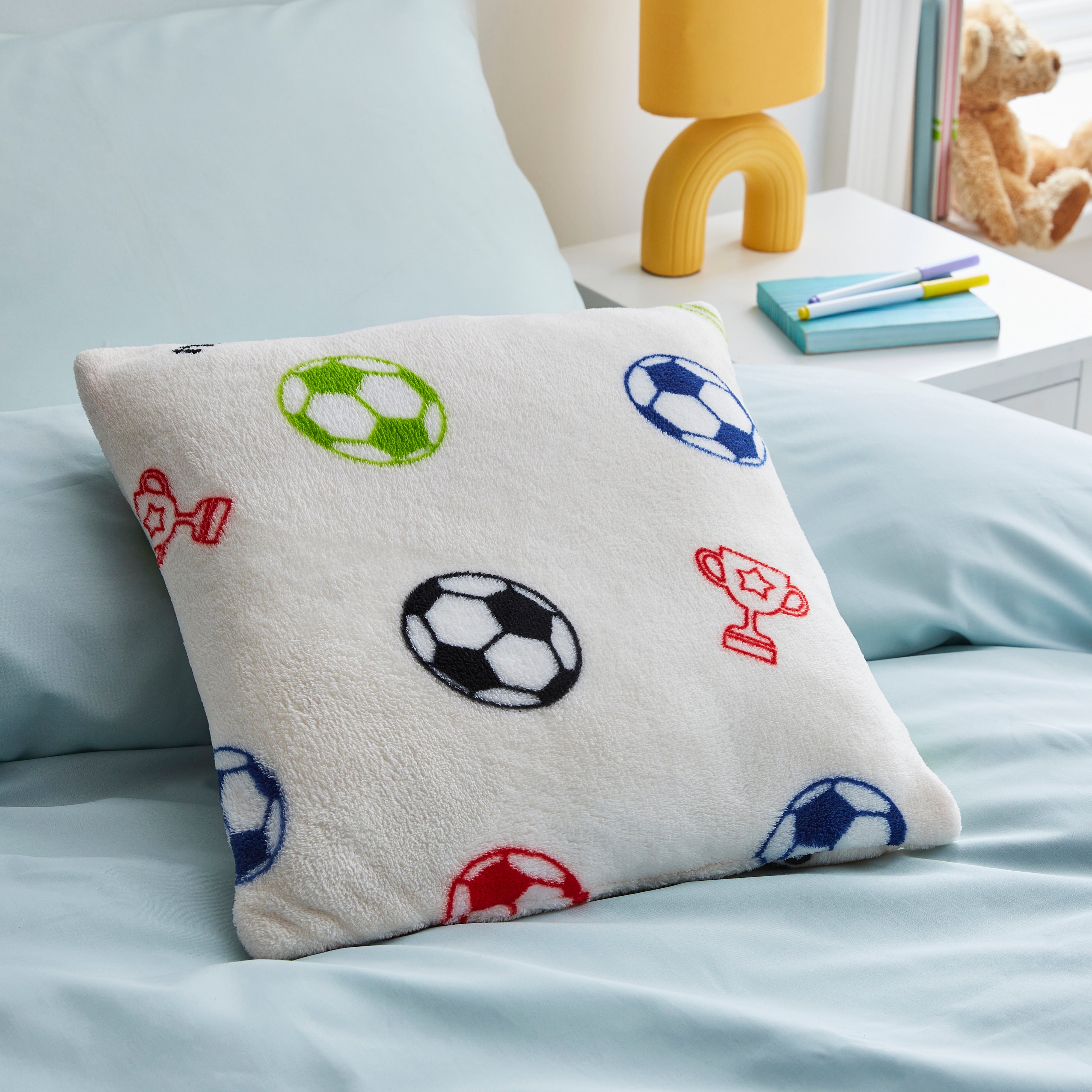 Football Fleece Cushion Multicoloured