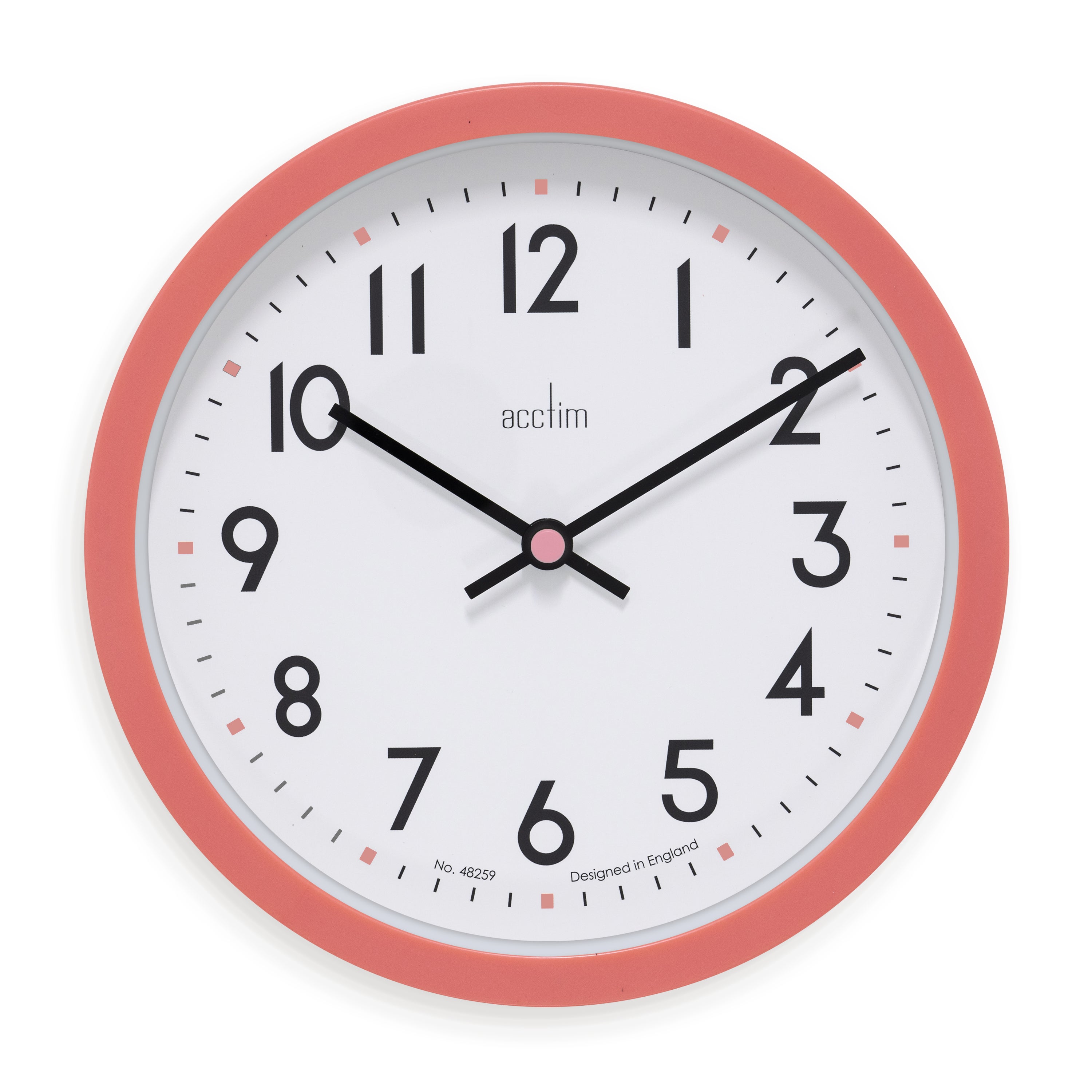 Acctim Elstow Retro Kitchen Quartz Wall Clock Pink