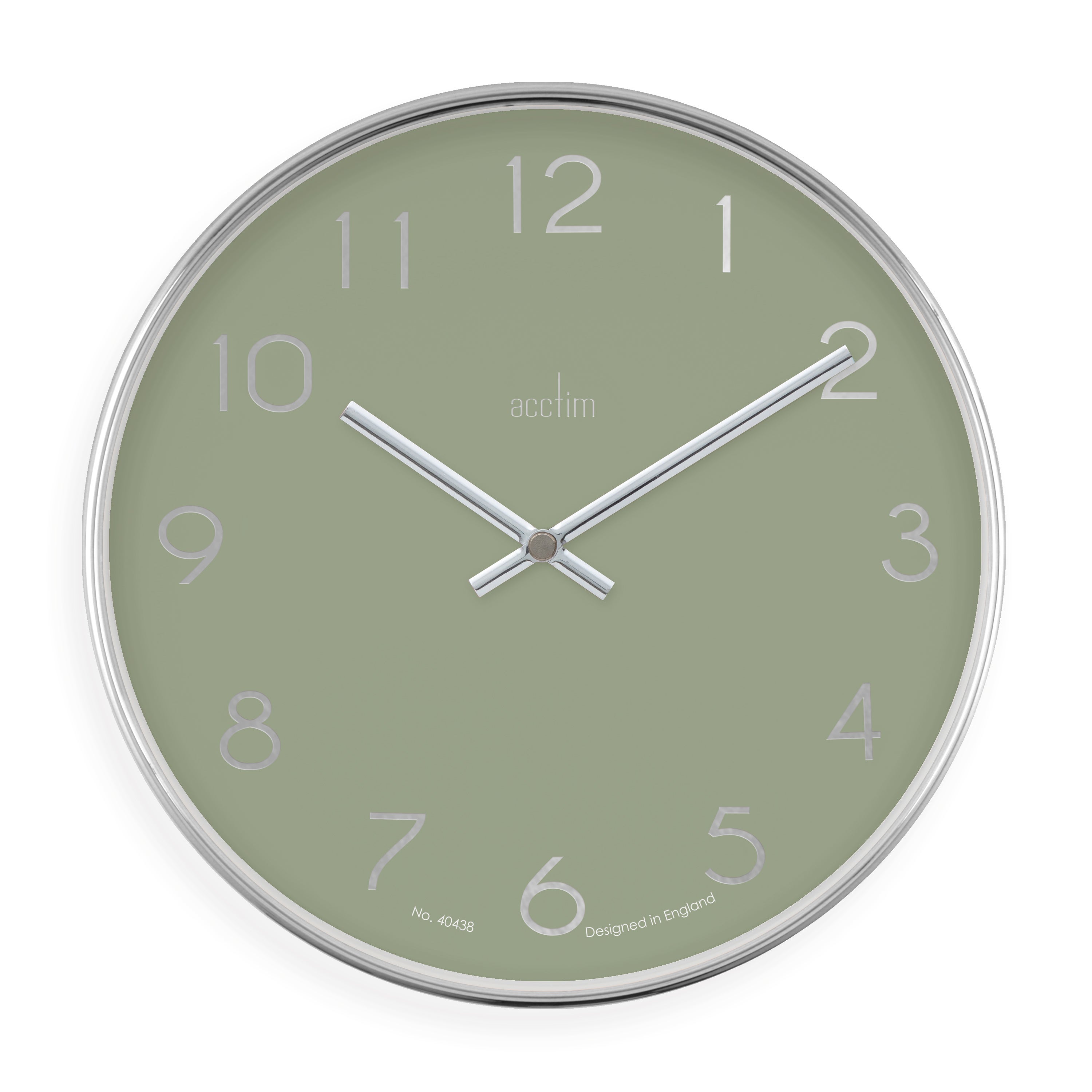 Acctim Elma Chrome Quartz Wall Clock Green