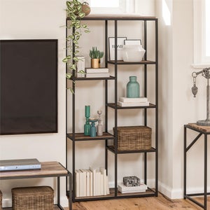 Quincy 5 Shelf Bookcase- Weathered Oak