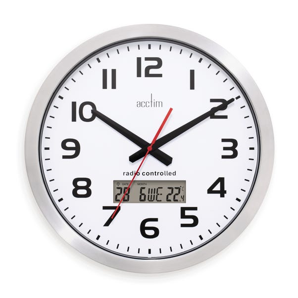 Acctim Meridian Aluminium Digital Wall Clock image 1 of 4