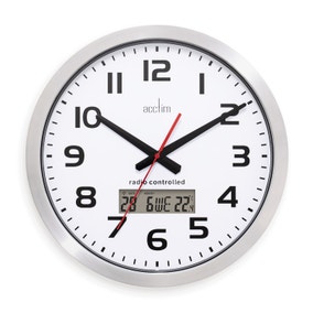 Acctim Meridian Aluminium Digital Wall Clock