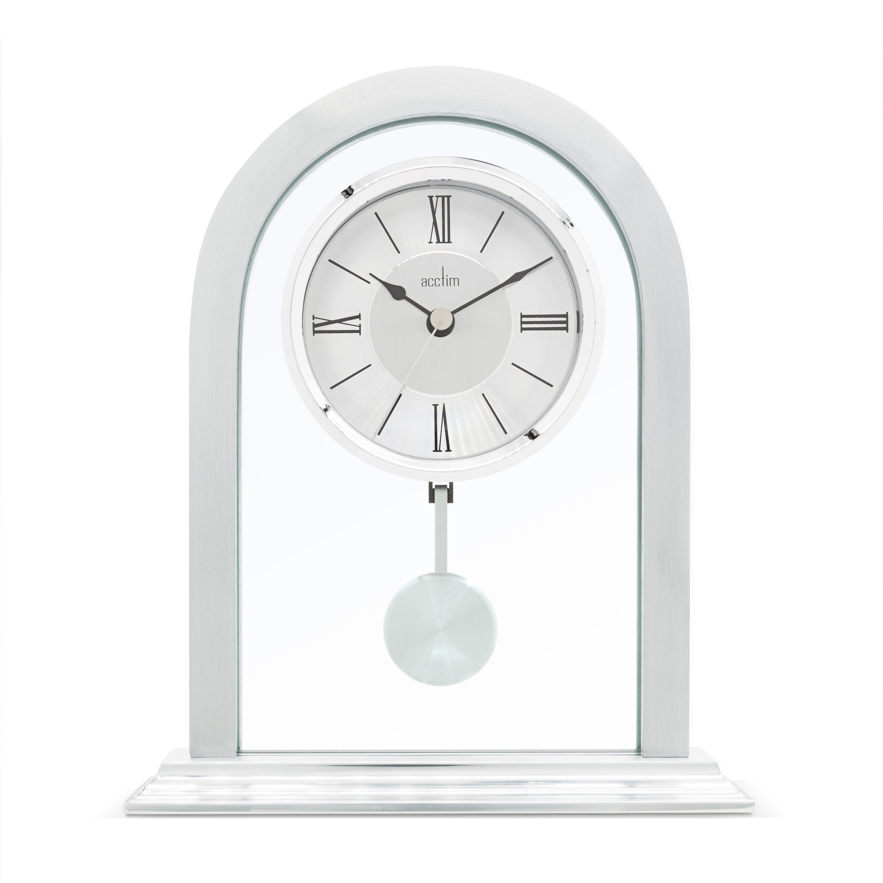 Acctim Colney Pendulum Quartz Mantel Clock Silver